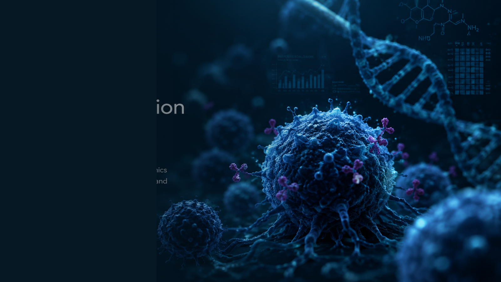 Scientific visualization representing oncology research and molecular biology